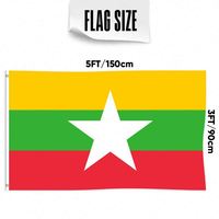Drapeaux du Myanmar en gros 3x5 pieds, polyester 68D/100D, personnalisation de tous les pays, expédition rapide, fournisseur fiable, livraison rapide