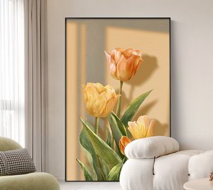 Peinture murale artisanale en alliage d'aluminium à impression numérique naturelle, <span class=keywords><strong>nature</strong></span> morte, marguerite jaune vif, décoration intérieure, lot multi-pièces - Product Image 2