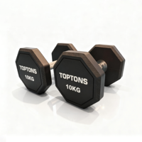 Dumbbell Premium TOPTONS Fitness Desain Unik 10KG CPU Bentuk Oktagonal Logo Kustom untuk Penggunaan di Gym, Rumah, dan Komersial