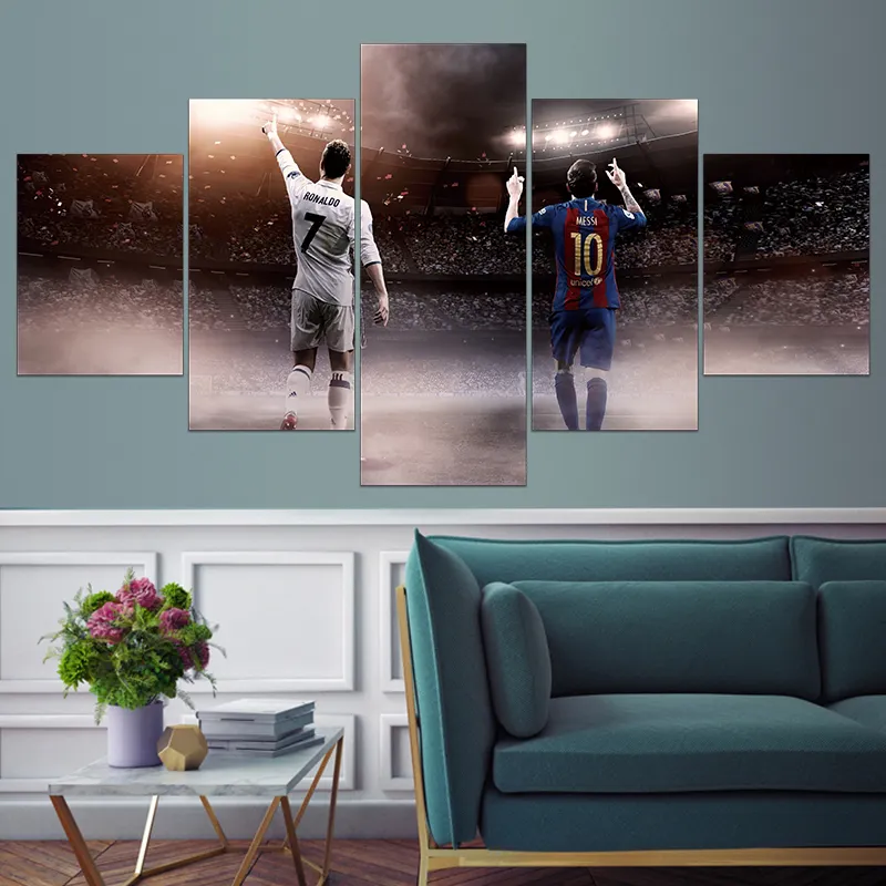 Große Fußballspieler Ronaldo und Messi Malerei und Wand kunst gerahmte Leinwand Malerei für Wohnkultur Dekorationen für Raum