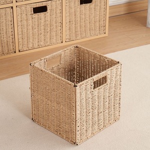 Woven Storage <b>Basket</b> <b>Square</b> Foldable Clothing Organizer Household Storage Box Desktop Organizer Minimalist Design - Product Image 1