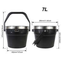 Seau à glace isotherme de 7,2 L avec ouvre-bouteille, double paroi sous vide en acier inoxydable, seau à boissons