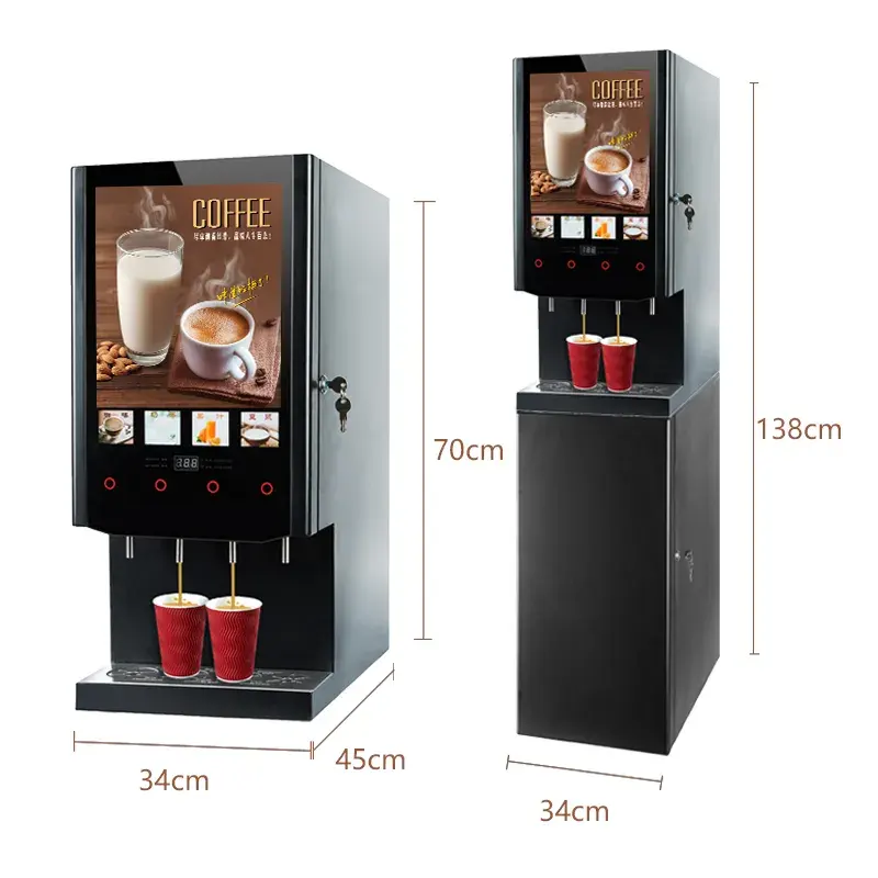 ماكينة بيع قهوة وحبوب وبن الفاصوليا بأربعة نكهات رائجة من سطح مكتب وحتى شاي للحليب تجارياً