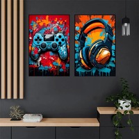 Tableau sur toile coloré de manette de jeu, affiche de jeu graffiti Art Déco, impression de manette de jeu pour la décoration murale de chambre de garçon gamer