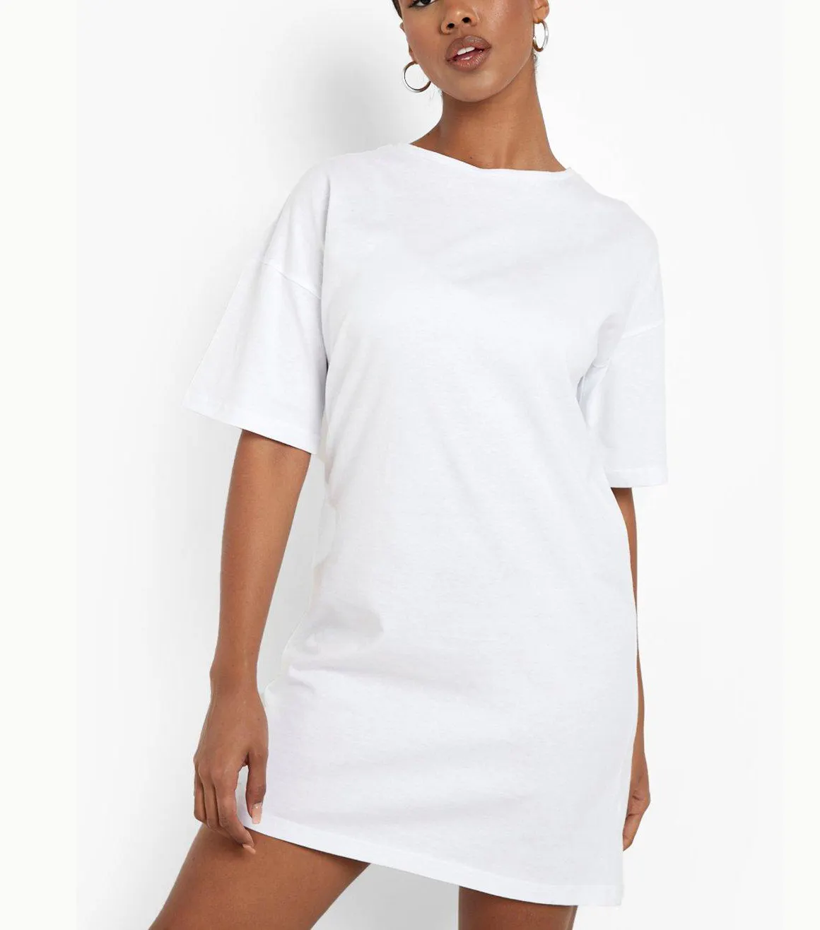 Summer Casual Ladies Loose Custom Logo Organic 100% Cotton Tee Blank Plain T Shirt organic T-shirt dresses For Women