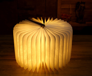 Novelty Gift Wooden Book Light Folding Book <b>Lamp</b> Folding Night Light USB Rechargeable Wooden <b>Table</b> <b>Lamp</b> for Home Office Decor - Product Image 2