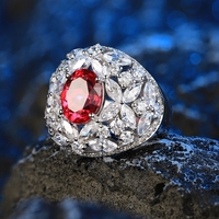 Pabrik Perhiasan MUSHAN Cincin Ruby Merah Darah Merpati Buatan Laboratorium Perak Murni Perhiasan Mewah dan Megah Cincin Wanita