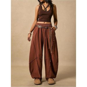 Pantalones Harem de Lino para Mujer FOXA, Estilo Vintage con Ribete Crudo, Corte Holgado, Pantalones de Disfraz de Pirata, Pantalones Hippies Renacentistas - Product Image 5