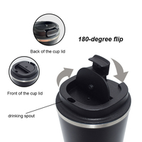 Gobelet isotherme classique en acier inoxydable à double paroi de 17 oz avec couvercle rabattable à 360°, logo personnalisé, performance thermique de 6 à 12 heures