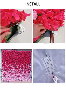 Groothandel Custom Wit Roze Bruiloft Benodigdheden Decoratie Rose Achtergrond Zijde Kunstmatige Decoratieve Bloemenmuur