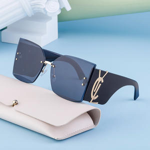 Lunettes de soleil sans monture de style européen pour femmes, verres PC, protection UV400, couleur noire, mode urbaine, lunettes transfrontalières - Product Image 4