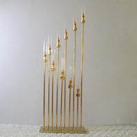 Chandelier sur Pied de Haute Qualité à 10 Têtes, en Métal Doré, Ornement de Table, Support d'Allée, Lumière Décorative LED pour Scène de Mariage