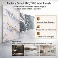 Panneau mural en PVC marbré avec revêtement UV, résistant aux rayures, pour revêtement mural commercial, directement de l'usine