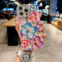 Coques de téléphone de luxe à motifs floraux pour iPhone 15, 16, 17 Pro Max et Samsung Galaxy S25