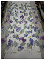 Blinglace Tissu en dentelle d'organza brodé écologique avec perles et sequins, motif floral, style vintage sexy