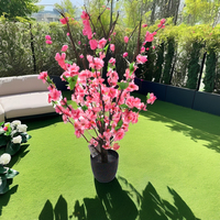Einkaufszentrum-Schaufenster Wohnzimmer Heimdekoration Künstlicher Kleiner Pfirsichbaum im Topf Simulierte Landschaftsdekoration