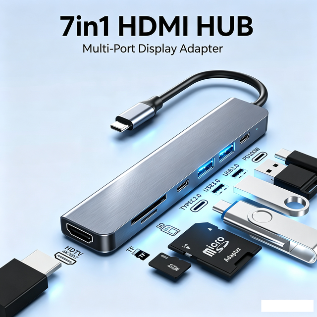 Cross-border Type-C 5-Port Docking Station Hub Splitter USB3.0 for 2.0 for HD 4K Screen Mirroring Device Stock