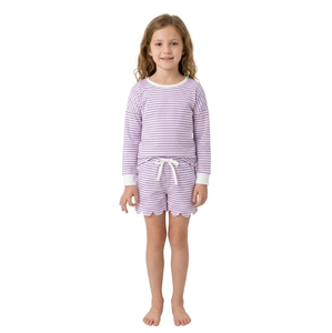 Ensemble haut rayé sans manches et short à volants pour filles, vêtements décontractés écologiques et confortables pour enfants - Product Image 4