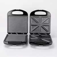 Gaufrier et Machine à Beignets Antiadhésifs Personnalisés 1200W, Gril à Panini Électrique, Machine à Sandwich Triangle 4 Tranches pour le Petit Déjeuner