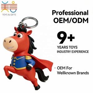 MEIYAN Porte-clés en PVC personnalisé, faible MOQ, motif cheval <span class=keywords><strong>de</strong></span> <span class=keywords><strong>guerre</strong></span> en cape <span class=keywords><strong>de</strong></span> dessin animé, mignon, pour animaux du zodiaque, avec logo personnalisé, pendentif <span class=keywords><strong>de</strong></span> sac - Product Image 1