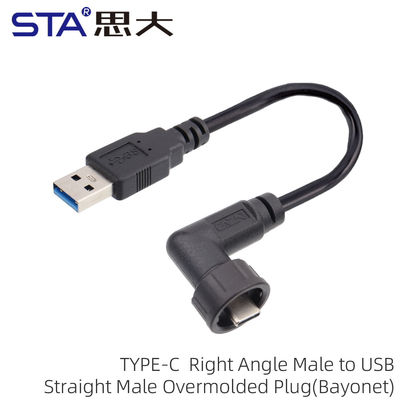 Conector Macho Tipo-C en Ángulo a Macho USB 3.0