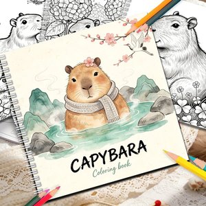 <span class=keywords><strong>Livre</strong></span> de coloriage fantaisie Capybara à spirale, pour <span class=keywords><strong>l</strong></span>'apprentissage artistique, faible MOQ, avec des images riches pour enfants et adultes, pour la relaxation et le soulagement du stress - Product Image 1