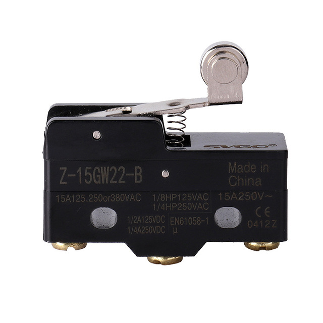 CHLNP Micro Limit Switch Small Limiter Travel Switch Z-15GW22-B Roller Momentary TM-1704 LXW5-11G2 250V 10A IP65 CE Black Crimp