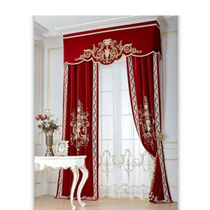 Soggiorno in stile di lusso in rilievo bella mantovana velluto ricamo tenda oscurante per finestra europea per il soggiorno