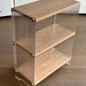 Chose Acrylic Cup Shelf 3 Tier Wood Top Freestanding Storage Rack For Kitchen Bar Countertop - Product Image 4