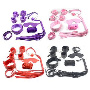 Ensemble de bondage en cuir Kit BDSM 7 pièces Menottes Fouet <span class=keywords><strong>Boule</strong></span> de bâillon <span class=keywords><strong>Harnais</strong></span> pour bondage BDSM - Product Image 6