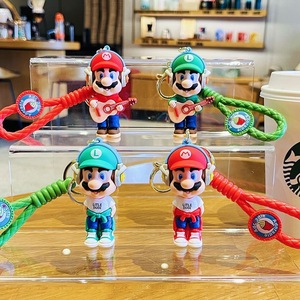 Cartoon 3D PVCAnime SuperBros Series Keychain Rubber CuteLuigi <strong>Yoshe</strong> Key Chain Doll Bag Pendant Car Keychain - Product Image 1