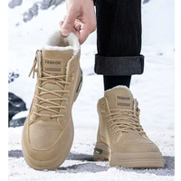 Chaussures de marche thermiques résistantes au froid avec doublure épaisse en fourrure, bout spacieux, fermeture éclair latérale, résistantes aux rayures, pour la conduite et la sécurité