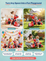 Cheval gonflable en PVC rouge et noir tendance 2026 avec poignée, jouet à chevaucher et à sauter pour enfants, usage extérieur, capacité 100-500 kg