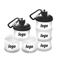 Boîte de rangement personnalisée pour suppléments de sport, conteneur portable à 3 couches en PP sans BPA, avec entonnoir pour protéines en poudre, détachable et hermétique