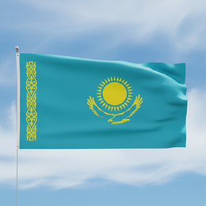 Bandera de Kazajistán (KZ) de Poliéster 100% de Alta Calidad, 3x5 Pies, para Uso en Seguros y Educación, Venta al Por Mayor - Product Image 2