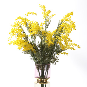 A-1885 Vente en gros de <span class=keywords><strong>fleurs</strong></span> artificielles en plastique de haute qualité, <span class=keywords><strong>fleurs</strong></span> d'acacia jaunes en vrac, <span class=keywords><strong>fleurs</strong></span> d'<span class=keywords><strong>albizia</strong></span> floquées pour la décoration de la maison et des mariages - Product Image 6