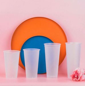 Vasos de Plástico Esmerilado Desechables de 16oz-24oz con Logotipo Personalizado, para Té con Leche, PP, 90mm de Diámetro, con Tapa Inyectada para Alimentos y Bebidas - Product Image 2