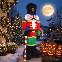 Gigantesque Casse-Noisette Gonflable de 2,4 m avec Impression UV, Figurine Gonflable pour Décoration Extérieure de Jardin, Lumière LED pour Fêtes et Événements Festifs