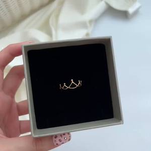 Bague Couronne en Argent 925 Plaqué Or 18K, Style Petite Princesse, Luxe Léger, Niche Exquise, Bague à Ouverture Creuse - Product Image 5