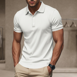 Chemises pour hommes multicolores en gros, 100 % coton tricoté, infroissables, respirantes, douces, avec poche brodée et motif à carreaux, manches courtes - Product Image 2