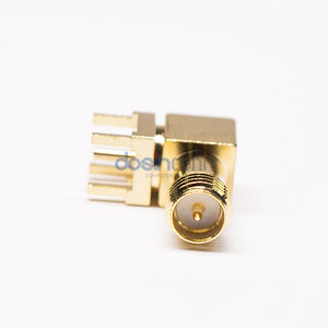 0-6Ghz chapado en oro ángulo recto hembra a través del agujero montaje en Panel soldadura SMA <span class=keywords><strong>RF</strong></span> conector base de antena - Product Image 1
