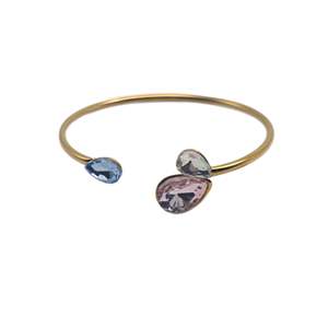 SmileJoyas YE350-S240-14277 Fashion Trendy 316L Stainless Steel Gold Plated <b>Crystal</b> & Rhinestone Unisex Cuff <b>Bracelets</b> - Product Image 1