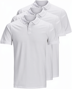 Luxury Men's Custom Solid Anti-Wrinkle 100% Cotton Knitted Short Sleeve Button-<b>Down</b> Golf for Shirts - Product Image 1