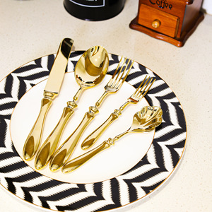 Ensemble de couverts en acier inoxydable Shiny-Jh avec manche en forme de gourde, style occidental robuste, vaisselle d'hôtel - Product Image 2