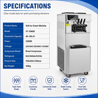 Nouvelle machine à crème glacée molle commerciale 48-50L/H haute capacité 3 saveurs pré-refroidissement qualité industrielle écologique