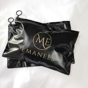 Black Bag Kleidungs stück PVC Reiß verschluss Kunststoff mit Ring für Unterwäsche/Socken Kleidung Packt asche mit Slider Reiß verschluss mit Logo