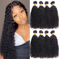 Lot de Mèches Cheveux Bouclés Crépus Afro Vierges Remy Non Traités Brésiliens Couleur Naturelle, Extensions de Cheveux en Dentelle, Tissage Double Trame Fait à la Machine