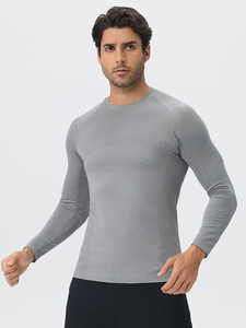 Camiseta Deportiva de Manga Larga para Hombre, Otoño Invierno, Sin Costuras, de Una Pieza, Malla 3D, Secado Rápido, Alta Elasticidad, Top de Fitness - Product Image 2