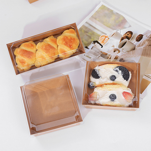 Disposable Hamburger Box Takeaway Food Paper Packaging Box TransparentCake Box with Window