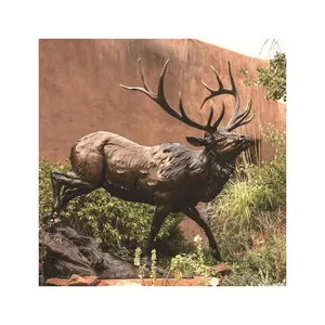 Large big animal sculpture life size cast bronze garden deer statue bronze deer sculpture for sale